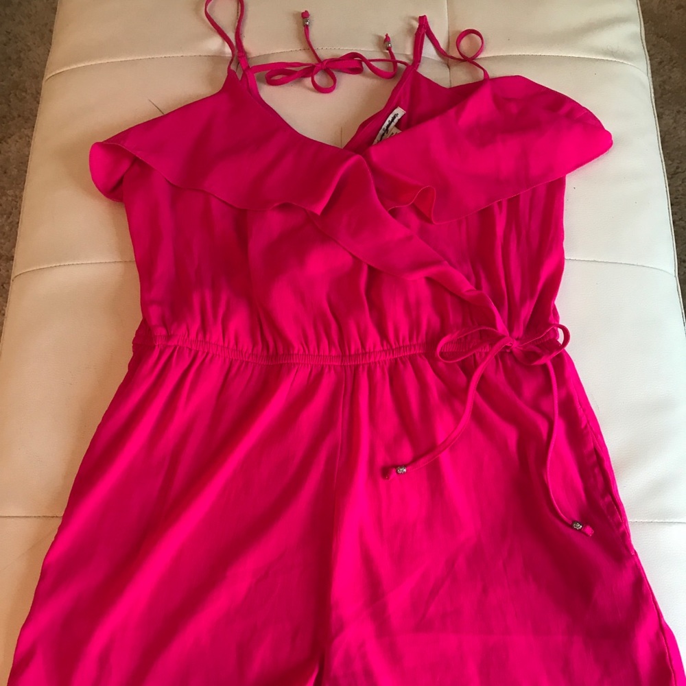 Hot pink romper as is